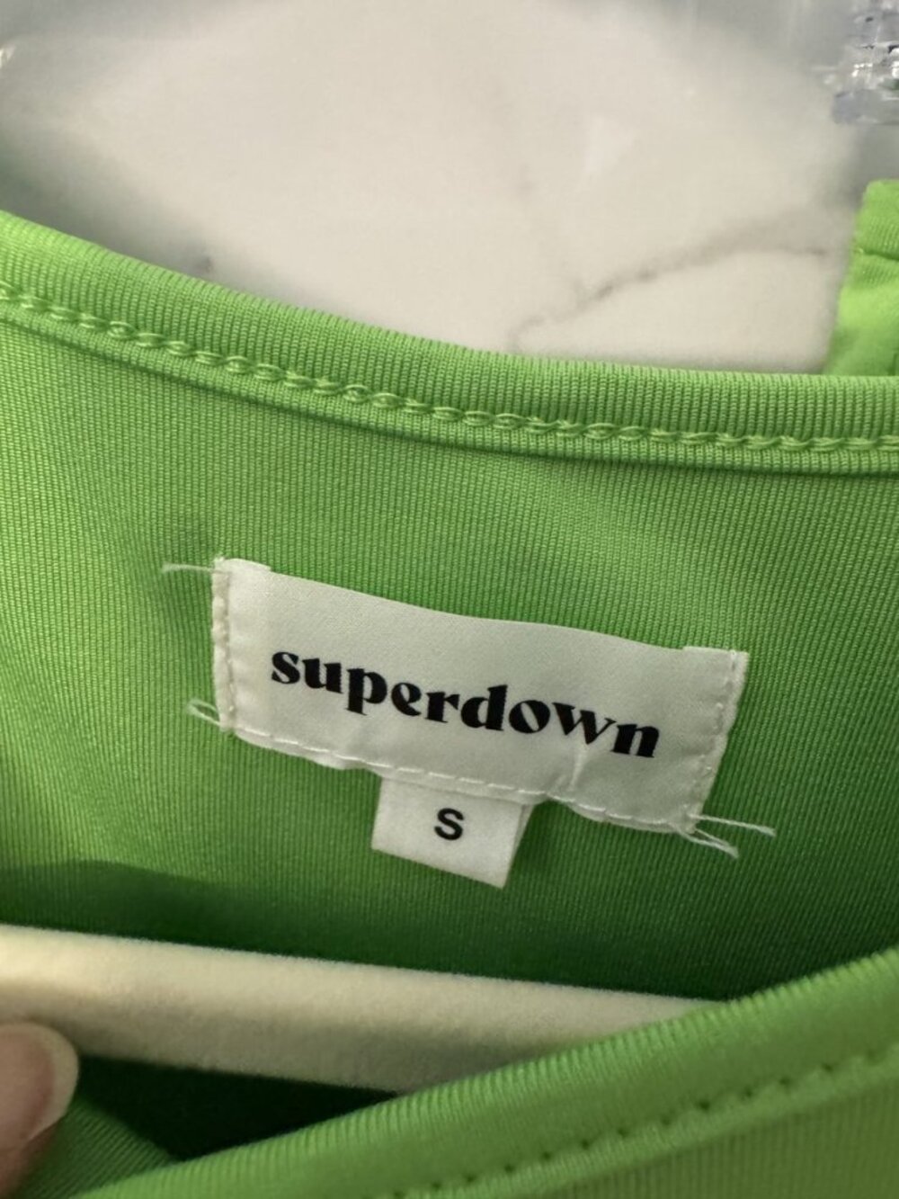 superdown Lime Green Two Piece Set Lace Up Crop Tank S + Mini Skirt M - Picture 3 of 4